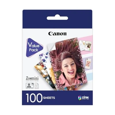Obrázek Canon ZP 2030 originální ZINK Photo Paper 100 Sheets for Zoemini Instant Camera / Printer (Paper Size 5 x 7. 6 cm, Sticker without Border, Adhesive Backing, No Smudging, Water Repellent