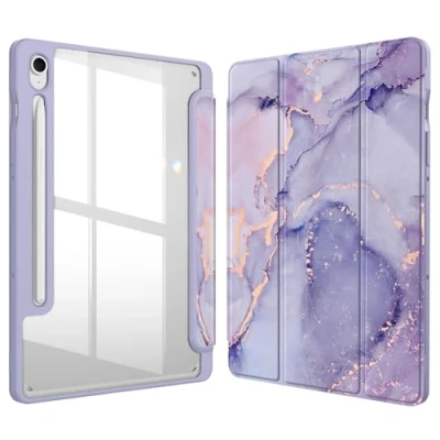 Obrázek Fintie Hybrid Hülle für Samsung Galaxy Tab S9 FE 10.9 Zoll/Tab 11 Zoll 2023 Tablet mit Stifthalter Stoßfeste Schutzhülle transparenter Hartschale auf der Rückseite, Smaragd Marmor