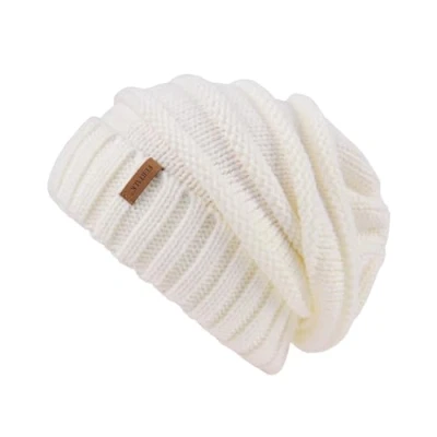 Obrázek FURTALK pletená čepice dámská Slouch Beanie Street Style Hrubá zimní Klasická měkká Zima, bílá
