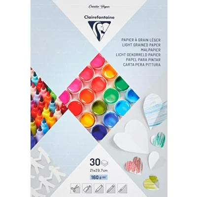 Obrázek Clairefontaine 97242C balení s 30 listy jemně zrnitého kreslícího papíru, DIN A4, 160 g, 1 balení, bílá