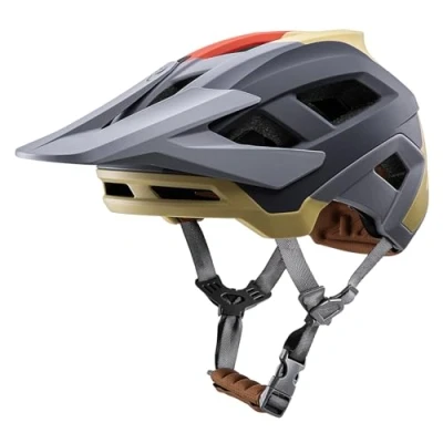 Obrázek Cyklistická Helma horské kolo MTB Hledí Nastavitelný pro muže ženy dospělé mládež (šedá khaki, L(58 61cm))