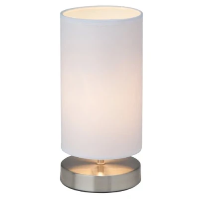 Obrázek Brilliant Moderní stolní lampa s dekorativním látkovým stínidlem a vypínačem vhodné pro žárovky E14 kov/textil železo/bílá výška 26 cm, 12 x 25,5 cm