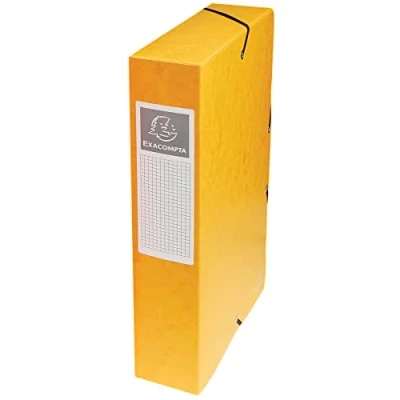 Obrázek Exacompta 50609E 1 Odkládací box s gumovými pásky Exabox z lesklého kartonu 600 g/m2 zadní strana 6 cm rozměry 25 x 33 pro dokumenty A4 Barva žlutá dodává se smontovaná