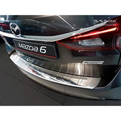 Obrázek Avisa Nerezová ochrana zadního nárazníku kompatibilní s Mazda 6 III GJ Combi 2012 &#039;Ribs&#039; (dlouhá verze)