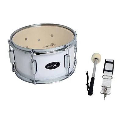 Obrázek GEWA Marching tenordrum, marschový buben 14 x 10&quot;, dřevěný kotel bílý, vč. nosných popruhů a paliček