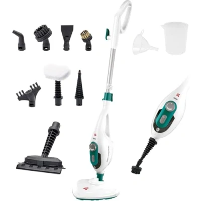 Obrázek Di4 parní čistič Steamclean multifunkční 10 v 1, 1500 W, ruční a mop, trysky potah z mikrovlákna, pro všechny podlahy, ideální koberce, ekologické čištění, Amazon Exklusiv