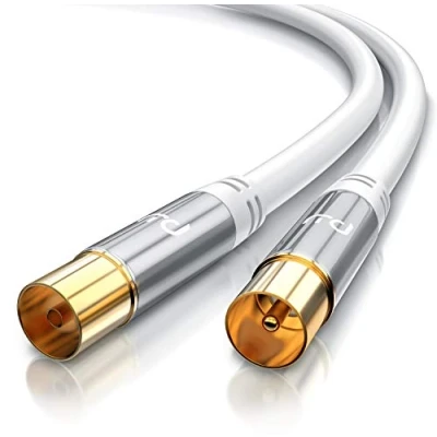 Obrázek kabel Primewire 3m Anténní HDTV 135dB 75 Ohm Premium Koaxiální FullHD 4k UHD konektor&gt; konektor DVB T a T2 C S S2 DAB + Stínění