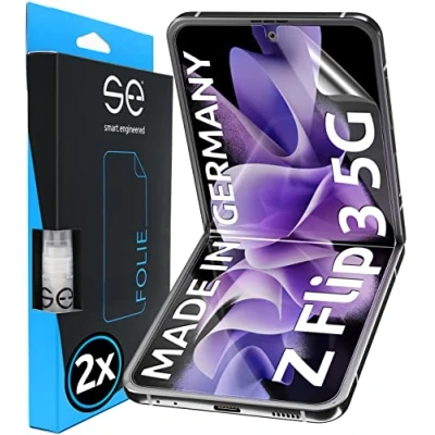 Obrázek 2x se® 3D ochranná fólie průhledná pro Samsung Galaxy z Flip 3 5G, samoopravující, 100% kompatibilní s otiskem prstů a FaceID, jednoduchá instalace bez bublin, ultra čirá, odolná proti poškrábání,