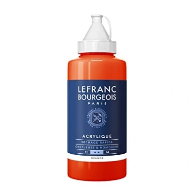 Obrázek Lefranc Bourgeois akrylová barva 300402 Fine oranžová, 750ml láhev, krémová na vodní bázi, rychleschnoucí, stálá světle, voděodolná