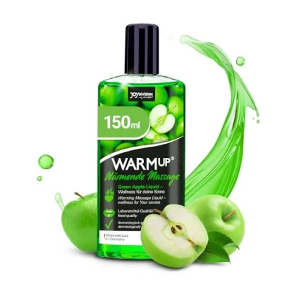 Obrázek JOYDIVISION Warm masážní olej zelené jablko 150 ml I liquid s hřejivým efektem vůní jablka a příchutí pro páry hřejivý