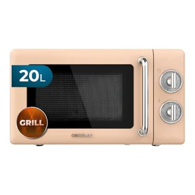 Obrázek Cecotec Mikrowelle mit Grill Proclean 3110 Retro Beige Mechanische, 700 W in 6 Stufen, Timer bis zu 30 Minuten, Auftaumodus, Vintage Design Beige, Stahl Finish