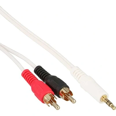 Obrázek InLine 89931W kabel Rinch/jack, 2x cinch konektor na 3,5 mm jack konektor, bílý/zlatý, 1 m