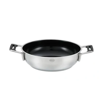 Obrázek RÖSLE Servírovací pánev SILENCE PRO CeraPlus, nepřilnavá a robustní 28 cm, odolná vůči teplotám do 260 C, keramické povrstvení, stříbrná, ušlechtilá ocel 18/10, vhodná myčky