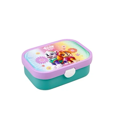 Obrázek Mepal Chlebovka pro děti Bento Box Krabička na svačinu s přihrádkami a vidličkou Meal Prep uzávěrem klip bez BPA vhodná do myčky nádobí 750 ml Tlapková patrol