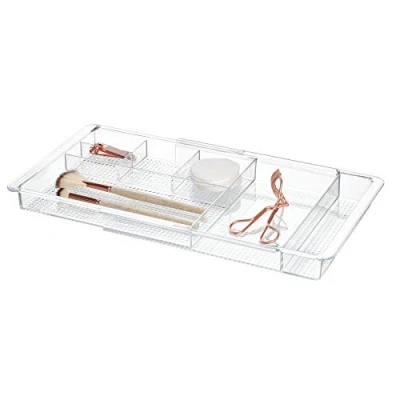 Obrázek iDesign Organizér na kosmetiku, výsuvný box zásuvky z plastu, praktické toaletní stolek příslušenství k třídění make upu, doplňků a dalších, průhledný