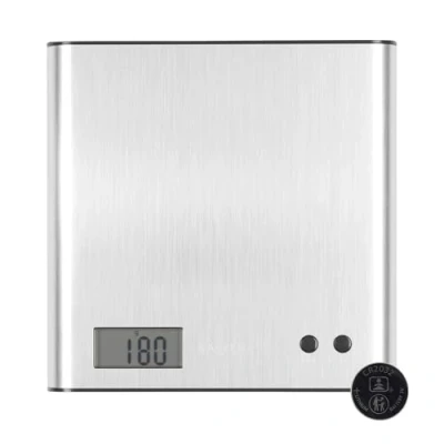 Obrázek Salter 1087 SSDCDU digitální elektronická kuchyňská váha Arc, štíhlá nerezová platforma, zaoblené strany, LCD displej, váha, funkce vážení, maskování snadné čištění, max. 3 kg