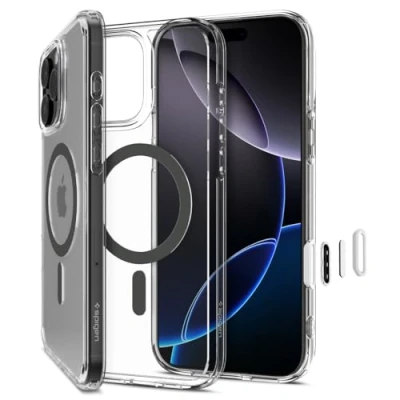 Obrázek Spigen Pro iPhone 16 Max Camera Control Button ovládání kamery aktivované pouzdro Ultra Hybrid T MagFit, kompatibilní s příslušenstvím MagSafe Graphite
