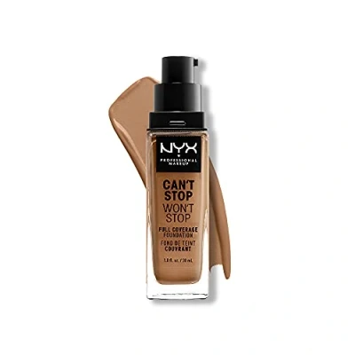 Obrázek NYX Professional Makeup Can&#039;t Stop Won&#039;t Full Coverage Foundation, dlouhotrvající, voděodolný, veganská receptura, matná pleť, barevný odstín: neutrálně tan