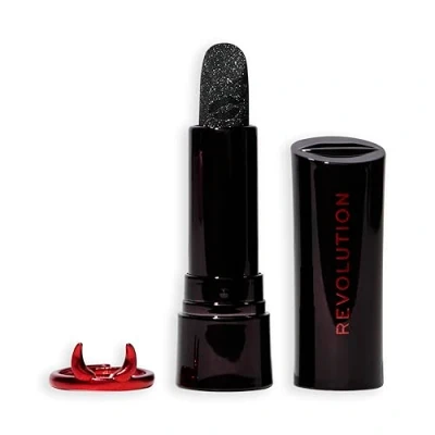 Obrázek Revolution Beauty Truly Sinful černá kroužková rtěnka, halloweenský make up na rty se třpytkami, veganský a bez cruelty free