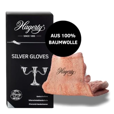 Obrázek Hagerty Silver Gloves rukavice na čištění stříbra s ochranou proti ztmavnutí, 1 pár I impregnované lešticí z bavlny praktické stříbrné a postříbřeného kovu
