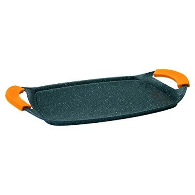 Obrázek IBILI Gril Plancha Basic Stone 47 x 28,50 cm, nerezová ocel, černá/oranžová, 35 cm