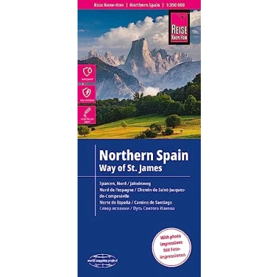 Obrázek Reise Know How Landkarte Spanien Nord mit Jakobsweg / Northern Spain and Way of St. James (1:350.000): reiß und wasserfest (world mapping project)