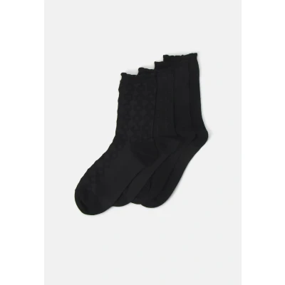 Obrázek Lindex SOCK Structure Picot EDGE 4 PACK Ponožky, Ženy, Velikost: 36 38, Black