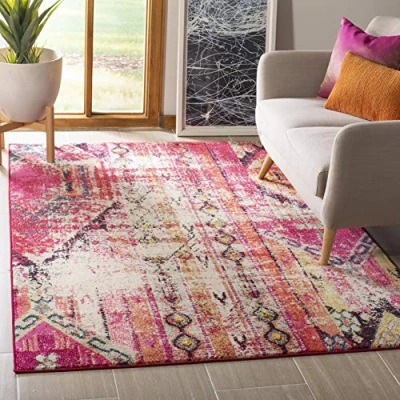 Obrázek SAFAVIEH Boho koberec do obývacího pokoje, jídelny, ložnice Monaco Collection, krátká předsíň, purpurová a multi, 155 x 231 cm