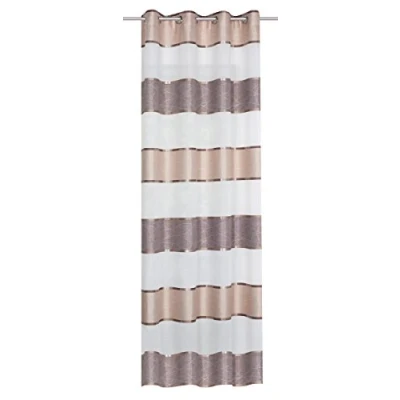 Obrázek Home fashion 1 závěs s očky příčné pruhy, polyester, cappuccino, 245 x 140 cm