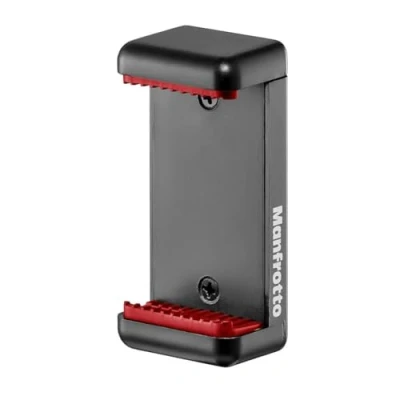 Obrázek Manfrotto MCLAMP, univerzální držák na smartphone se závitovými přípojkami, pro iPhony, s pouzdrem nebo bez obalu, skládací, kompaktní velikost, vhodný vlogging, černý