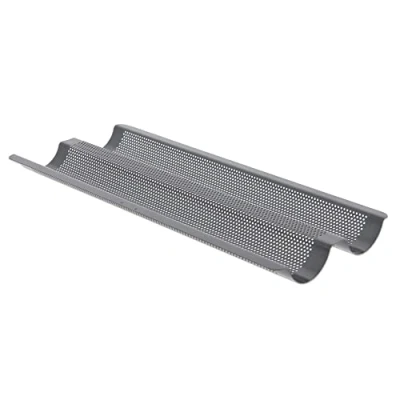 Obrázek de Buyer dvojitě perforovaný vlnitý plech na 2 bagety 37 x 16 cm 4713. 02, šedý