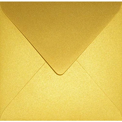 Obrázek Netuno 25 čtvercových obálek perleťové zlato 153 x mm 120 g Aster Metallic Cherish zlaté dopisní obálky lesklé elegantní pro pozvání svatba narozeniny