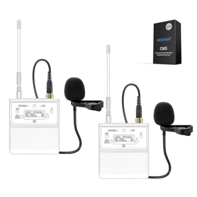 Obrázek NEEWER Ansteckmikrofon (2er Pack), kabelgebundenes Mikrofon, Omnidirektionales Kondensator Lavalier Clip On Mikrofon kompatibel mit Rode Wireless GO II DJI Mic Sender für Bühne, YouTube, CM5