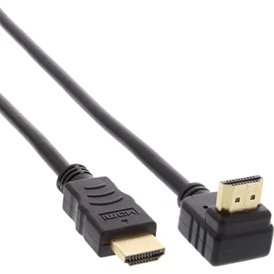 Obrázek InLine 17033V HDMI kabel, úhlý, High Speed s Ethernetem, konektorem/zástrčka, různé kontakty, černý, 0,3 m