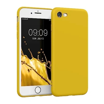 Obrázek kwmobile pouzdro na mobil kompatibilní s Apple iPhone SE (2022) / (2020) 8 7 z měkkého silikonu v zářivě žluté