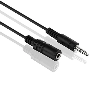 Obrázek conecto CC50488 audio stereo jack prodlužovací kabel 3,5 mm konektor na 3,5mm zdířka ultra tenký design 1,00 m černý