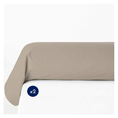 Obrázek Home Linge Passion Kissenbezüge für Nackenrolle, 2 Stück, Baumwolle, Dunkelbeige, 85x185 cm,