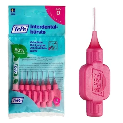 Obrázek TePe Mezizubní kartáček Pink ISO velikost 0 (0,4 mm) / Pro snadné a důkladné čištění mezizubních prostorů 1 x 8 kartáčků
