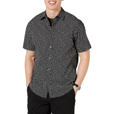 Obrázek Amazon Essentials Pánská košile s krátkým rukávem potiskem, normální střih, černá květinová, XXL