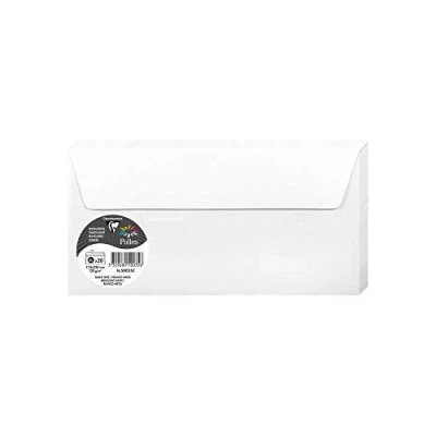 Obrázek Clairefontaine 50035C balení s 20 obálkami pylů, formát DL, 11 x 22 cm, 120 g, ideální pro pozvánky a korespondenci, bílá perleť, 1 balení, perlově