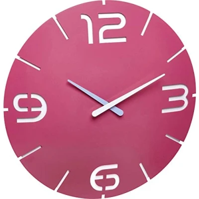 Obrázek TFA Dostmann 60. 3047 Contour Designové nástěnné hodiny, 350 x (V) 35 mm (růžová/bílá)