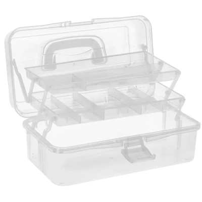 Obrázek Ideen mit Herz Víceúčelový úložný box 32,8 cm x 20 14,5 transparentní odklápěcí třídicí na drobné díly, korálky, šperky, šrouby