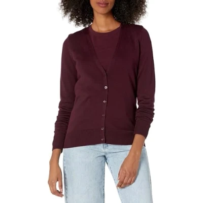 Obrázek Amazon Essentials Damen Leichter Cardigan mit V Ausschnitt (in Übergröße erhältlich), Burgunderrot, XXL
