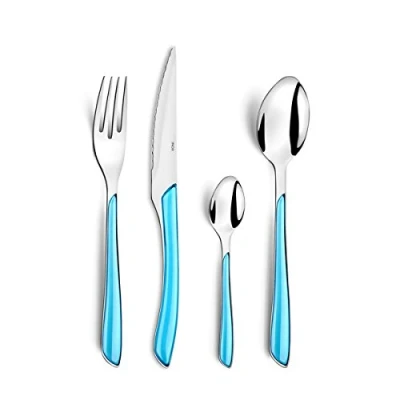 Obrázek Amefa 2214TUMBA1B60 Eclat Besteckset, 16 teilig, Set für 4 Personen, Edelstahl ABS 18 0 Bi Injektion Acrylnitril Butadien Styrol SAN, türkis