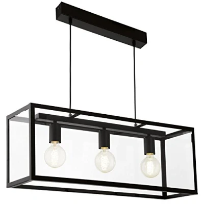Obrázek EGLO Závěsná lampa Charterhouse, 3 plameny vintage závěsné svítidlo, svítidlo z oceli, barva: černá, skločirá, objímka: E27