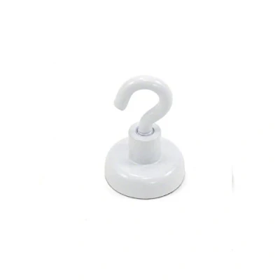 Obrázek Weiß Gestrichener Neodym Hakenmagnet Mit M4 Haken Für Kühlschrank, Whiteboard, Hinweis, Aktenschrank Oder Büro 20mm Durchmesser x 30,5mm Hoch 16,5kg Zug