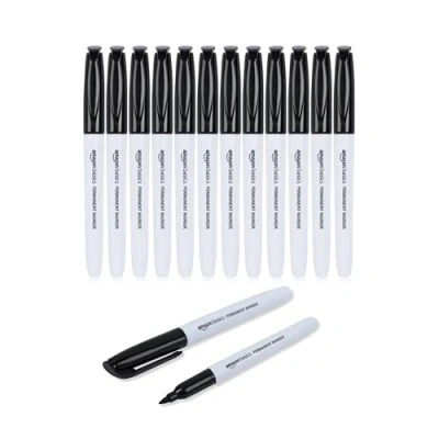 Obrázek Amazon Basics permanentní značkovač, černý, balení 12 ks