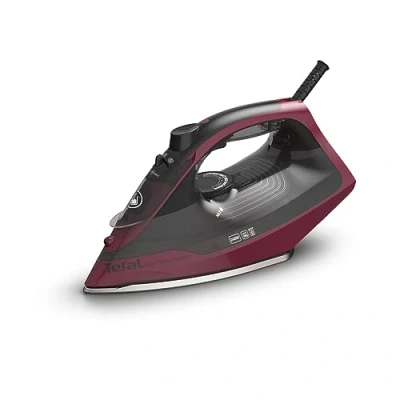 Obrázek Tefal Napařovací žehlička FV2846 Express Steam, 2400 W, regulace množství páry 40 g/min, parní ráz 180 funkce proti skvrnám na prádle, nádrž vodu 270 ml, černá/vínově červená