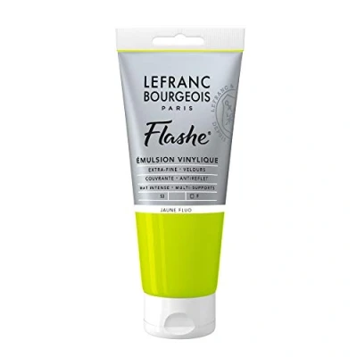 Obrázek Lefranc Bourgeois Akrylová barva a vinylová Flash 300528, vysoce pigmentovaná, elastická, stálá na světle, odolná proti stárnutí, matná, pro vnitřní i venkovní použití, tuba 80 ml fluožlutá