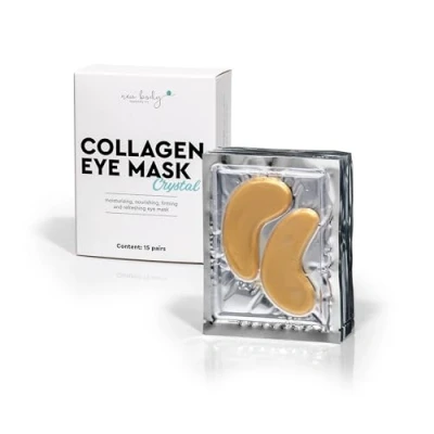 Obrázek Kolagenové oční tampony 24K proti kruhům pod očima s aloe vera, kolagenem, hyaluronem, zeleným čajem, vitamíny A/E. Eye Patches puffiness a Panda Eyes. 15 párů (30 ks) v balení účinkem